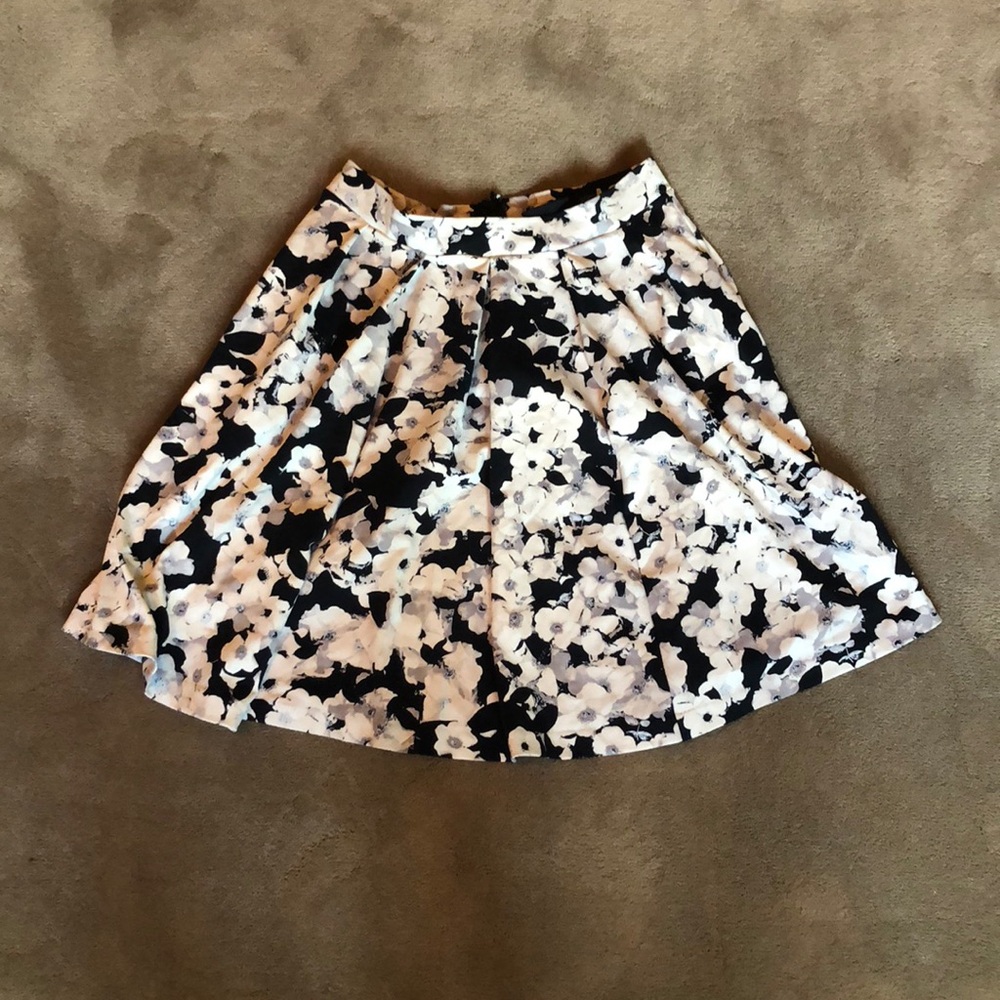 Black and white floral skirt